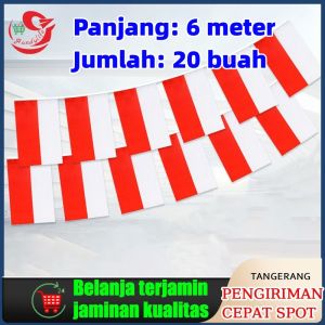 Kain Nilon Bendera Merah Putih Renteng Tali 6meter Terpisah Dekorasi Kemerdekaan