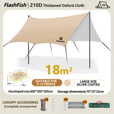 FlashFish Canopy Tent Anti-UV Waterproof Ultralight Outdoor Camping Picnic Beach Awning Tarp