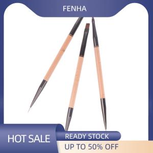 FENHA 3Pcs Double Ended 7 9 11mm Liner Painting Brush Nail Art Flat Round Drawing Flowers DIY Petal Pen Tools