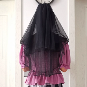 Bridal Tulle Veil màu đen ngắn Veil cho bữa tiệc Halloween mặc Mũ sắt cosplay bữa tiệc chủ đề trang phục đạo cụ đám cưới