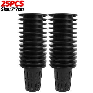 25/50pcs Net Cups Slotted Mesh Wide Lip Filter Plant Net Pot Bucket Basket for Hydroponics Aquaponics Orchids