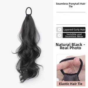 SUTONGXUE Thanh lịch Dây buộc tóc sóng lớn Phong cách Hàn Quốc Tổng hợp Tóc giả đuôi ngựa xoăn Chịu nhiệt Đa tầng Tóc giả đuôi ngựa dành cho phụ nữ
