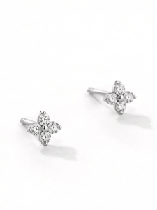 MINIMALIST LAB 925 Sterling Silver Fiona Micro Clover Stud Earrings Anting Clover CZ
