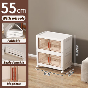 Foldable Cabinet for Clothes Wardrobe Cabinet with Wheels Cabinet Organizer Durabox Kitchen Cabinet 45cm/55cm width 1/2/3/4/5 layer
