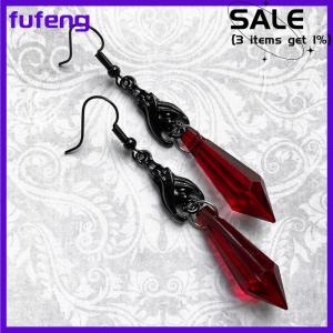 fufeng Bông tai dơi đen với hạt nước mắt màu đỏ bông tai đồ trang sức Gothic đồ trang sức thay thế món quà GOTHIC cho cô ấy người yêu dơi Halloween
