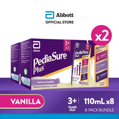 Pediasure Plus 3+ Vanilla 110ml x8 for Kids Above 3 Years Old Ready to Drink (110ml x4 Bundle of 2)