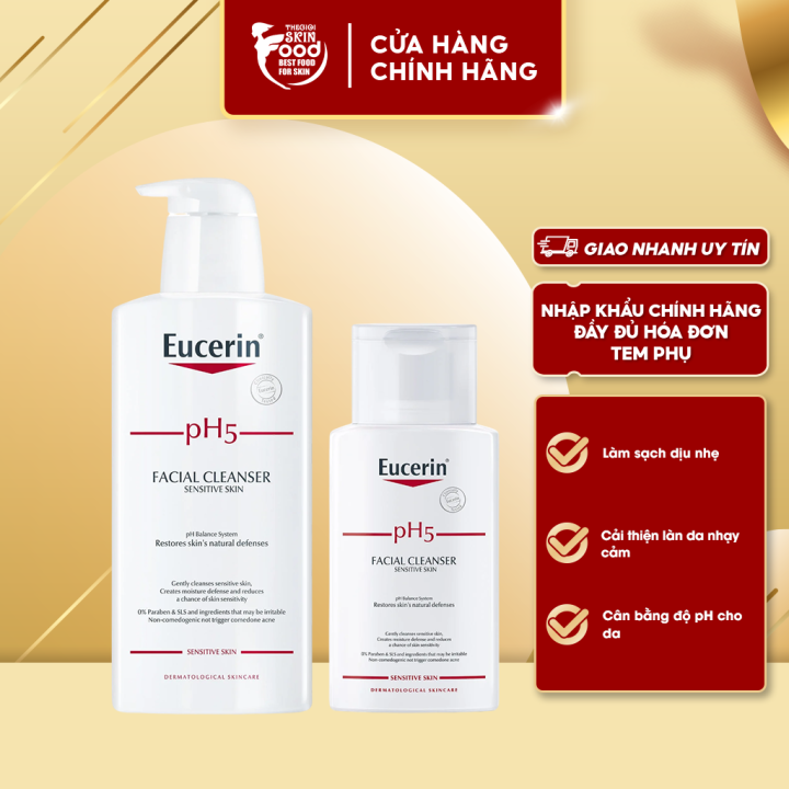 Sữa Rửa Mặt Làm Sạch Sâu Cho Da Nhạy Cảm Eucerin pH5 Facial Cleanser Sensitive Skin