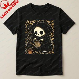 [Local Stock] VCC Funny Kawaii Goth Skeleton Gardening Graphic Printed Tshirt Casual Fashion Loose Harajuku Man Tshirt Summer Cotton Women Tees