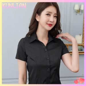 [KUNLIAN] Thời Trang Phụ Nữ Áo Sơ Mi Trắng Đen Dài Tay Áo Chuyên Nghiệp Áo Sơ Mi Trang Phục Chính Thức Kích Thước Lớn Làm Việc Quần Áo OL Nút Womens Tops