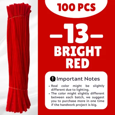 MY Ready Stock 100Pcs Colorful Chenille Stems Pipe Cleaners Assorted Colours Art and Craft 扭扭棒