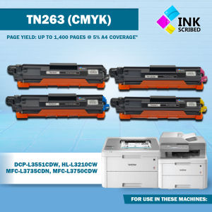 INKSCRIBED TN263 TN-263 TN267 TN-267 CMYK Compatible Toner Cartridge for Brother HL-L3270CDW MFC-L3735CDN MFC-L3770CDW  DCP-L3551CDW HL-L3210CDW HL-L3230CDW MFC-L3750CDW