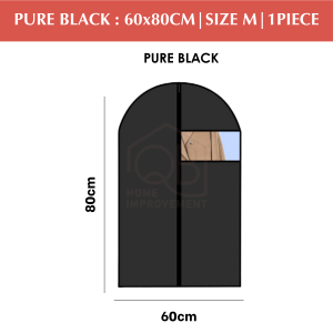 QB Plastik Baju Hitam Sarung Baju Clothes Dust Cover Garment Bag Cloth Cover Black Wardrobe Organizers Coat cover