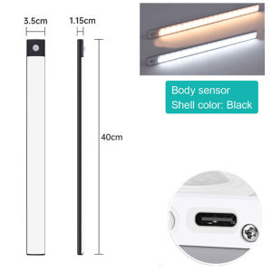 60CM LED Sensor Night Light Wireless Bedroom Cabinet Lamp USB Rechargeable ​Aluminum Plastic Material Ultra-thin and Durable