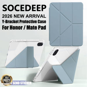 SOCEDEEP for Huawei Honor Pad 10 9 12.1 Mate Pad 11.5 2025 11.5S 2024 Honor Pad X9A V9 11.5 X8a Casing 3+Y Premium Transparent Acrylic Cover Y-Folding Case with Pencil Holder
