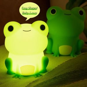 Night Light 1200mAh Rechargeable Frog Night Lamp Light Colour Changeable Silicone Nursery Light Soft Bedside Silicone Lamp