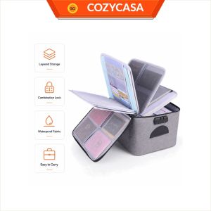 【CozyCasa】 5-Layer Document Storage Bag with Combination Lock and Carry Handle
