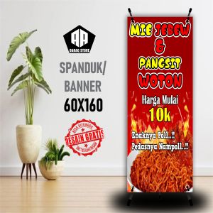 Cetak Banner Cetak Spanduk Mie Jebew & Pangsit Woton Ukuran 60X160 BISA REQUEST