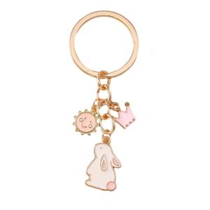 Adorable Crowned Rabbit Keychain High Quality Alloy Keychain Featuring Heart And Rabbit Accent for Fashionistas