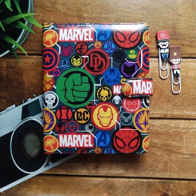 Binder Motif Avengers Ukuran A5 20ring Dan B5 26ring Bahan Kulit Sintetis Binder Aesthetic