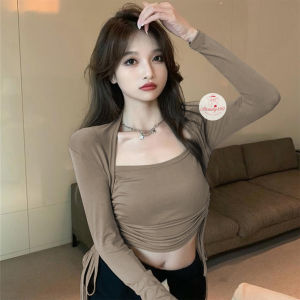 PROMO 1.1 Atasan Wanita Lengan Panjang - Crop Top Serut Samping 6042 - 6060 (JUMBO)