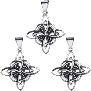 3Pcs Stainless Steel Witch Knot Charms Celtic Knot Antique Silver Charms Pendants for Jewelry Necklace Bracelet Earrings Making DIY Crafts Supplies