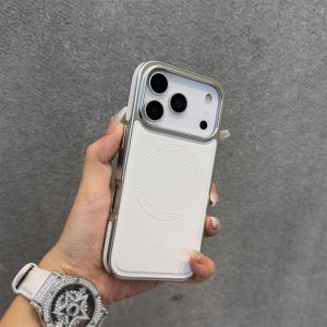 Retro Soft Leather Matte Case for iPhone 15 16 17 Pro Max MagSafe Plating Phone Case Luxury Pu Back Cover Non-slip Gray Carcasas