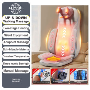 JAIYORL เบาะนวดพร้อมคอความร้อนเครื่องนวดหลังถุงลมนิรภัยสั่นเก้าอี้นวดขึ้นและลงนวดเคลื่อนที่