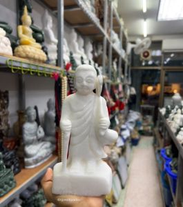 แกะสลัก พระสีวลี หินขาวพม่า ความสูง 7นิ้ว