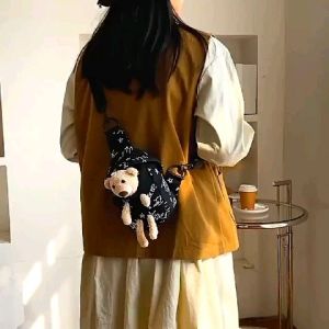 Túi đeo chéo nữ kèm gấu bông - Túi đeo phong cách Nhật Bản đáng yêu