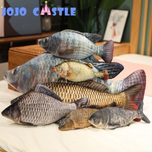 JOJO CASTLE 30~100cm Lifelike Fishes Fish Plush Doll Like Real Tilapia Bream Carp  Stuffed Toys Black Carp Crucian Mandarin Plushie Underwater Drop Shipping Hanmolf Toy Gift for Friend