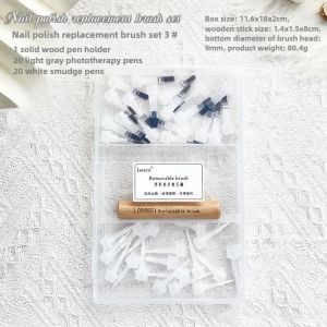 KINTHAZER 40/60 Pcs Soft Nail Polish Brush Five Style with Double Head Pen Can Replacement Head Brush Easy To Install Portable Nail Polish Bottle Brushes Head Nail Salon