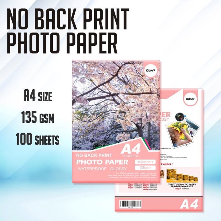 Quaff A4 No Back Print Photo Paper 135gsm // 150gsm (100 Sheets Pack ...