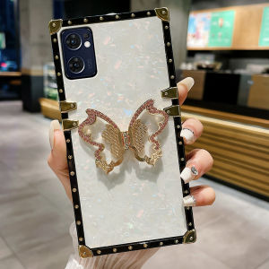 Butterfly Ring Holder Vivo Y16 Y22 Y35 Y02S Y15s Y15a Y21 Y21s Y33S Y11 Y12a Y12s Y12 Y15 Y17 Y19 Y20 Y20i Y20s Y30 Y31 Y51 Y76 Y91C Y93 Y91 Case Slim Colorful Square Sparkle Glitter Pattern Phone Case Soft Silicone Protective Bumper Case