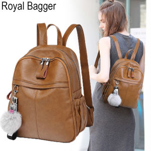 Royal Bagger Fashion Anti-theft Waterproof Travel Backpack For Women Girls Genuine Cow Leather New High Capacity Ladies Shoulder Bags Casual Handbag