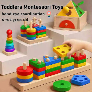 Early Educational Wooden Puzzle Toys Kids Shape Color Sorting Stacking Building Blocks Toy