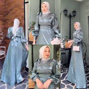 ZIVHA FASHION- ANNABELE DRESS SHIMMER MIX TILE PAYET/DRESS WANITA LEBARAN TERBARU 2024 SIMPLE MEWAH