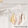 Vision Foldable Hangers with Drying Clips Underwear Hanger Plastic Laundry Clip Multifunctional Hanger with Shoe Drying Rack Drip Drying Hanger for Socks/Bras/Lingerie. 