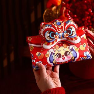 BELLERY Cartoon Chinese Dragon Plush Coin Purse Plush Red Lucky Wallet Lovely Plush Toys Gift Red Packet Kids
