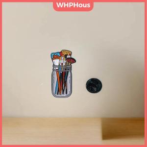 WP💓💛💖 Paint Brushes In Clear Jar Enamel Pin UV Screen Printing Artist Badge Artist Supplies Brooch Makeup Brushes Pins