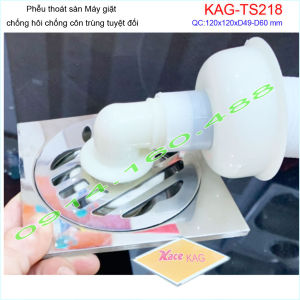 Thoát sàn máy giặt 12x12cm KAG-TSM218 đế đạn Phễu thoát nước có co nối máy giặt ống từ D49-60 thoát nước nhanh