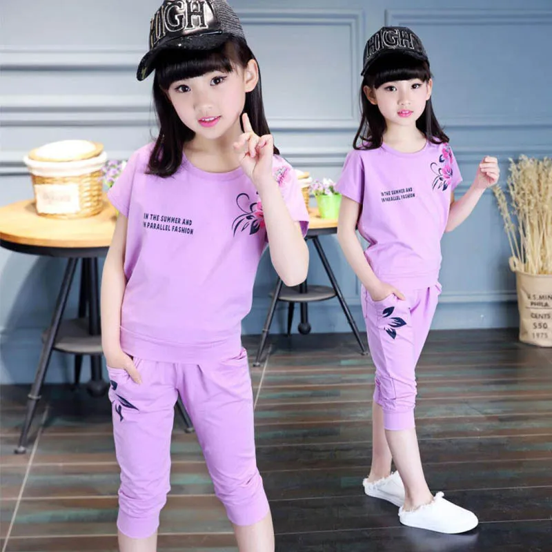 Children Clothing 2022 Cotton Short Sleeve Summer Sport Suit Baby Girls  Clothes Costume Outfit Suit Kids Clothes Tracksuit For Big Girls Clothing  Sets