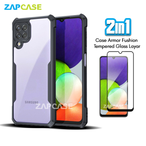 Casing Samsung A22 4G M22 M32 Armor Fushion Case Free Tempered Glass