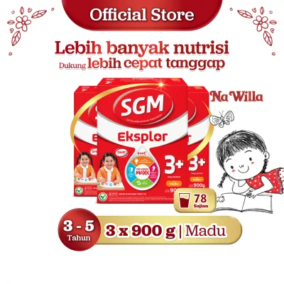 SGM Eksplor 3+ dengan IronC Susu Bubuk Rasa Madu 3x900gr - Untuk Usia 3-5 Tahun