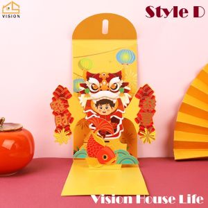 Vision 1Pc Creative 3D Money Packet Chinese New Year Red Packet CNY Red Envelope Bag Lucky Money For Wedding Birthday Spring Festival Lucky Bag 新年红包