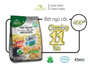 Combo 11 Túi Ngũ Cốc Yến Mạch Óc Chó Và Mè Đen Xuân An [ít đường] 400G {25g*16 gói}
