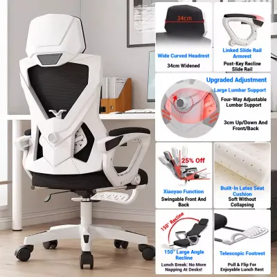 BLH Office Chair Adjustable Headband Pillow Ergonomic Chair With Footrest Can Shake Esports Gaming Chair Computer Chair Can Lie Down Office Bedroom