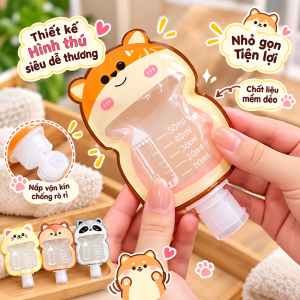 Túi Chiết Mỹ Phẩm Có Nắp Vặn SET 18 Cái 50ml | Bộ Túi Chiết Du Lịch Hình Thú Nhỏ Gọn Tiện Mang