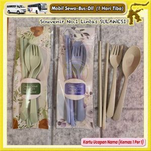 ( isi 50 pcs ) Souvenir Sendok Garpu Sumpit JERAMI IMPOR Set Travel KEMAS ALAS Sovenir Makassar