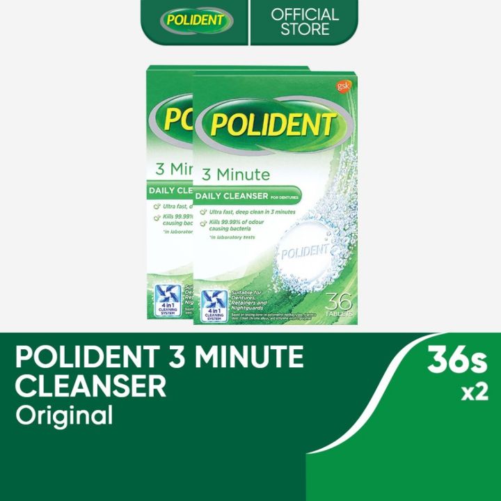 Polident 3-Minute Denture Cleanser 36 Tablets (Pack of 2) | Lazada PH