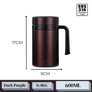 EZALO Mustard Vacuum 316 And 304 Stainless Steel Mug Thermal Tea Flask Warming Cup (400/600ML)